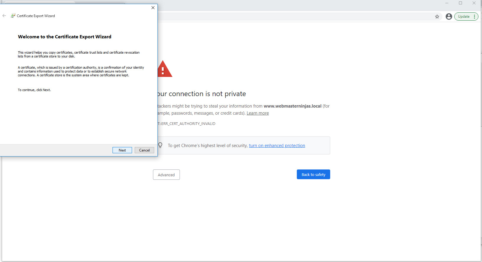 Installing a Self Signed Cert on your Local Machine | Webmaster Ninja ...
